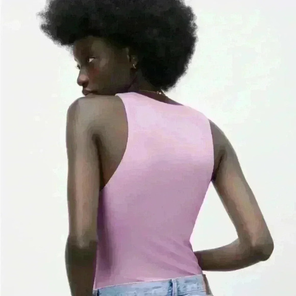Zara Halter-neck Sleeveless Bodysuit Purple Pink one piece size S - Picture 3 of 5